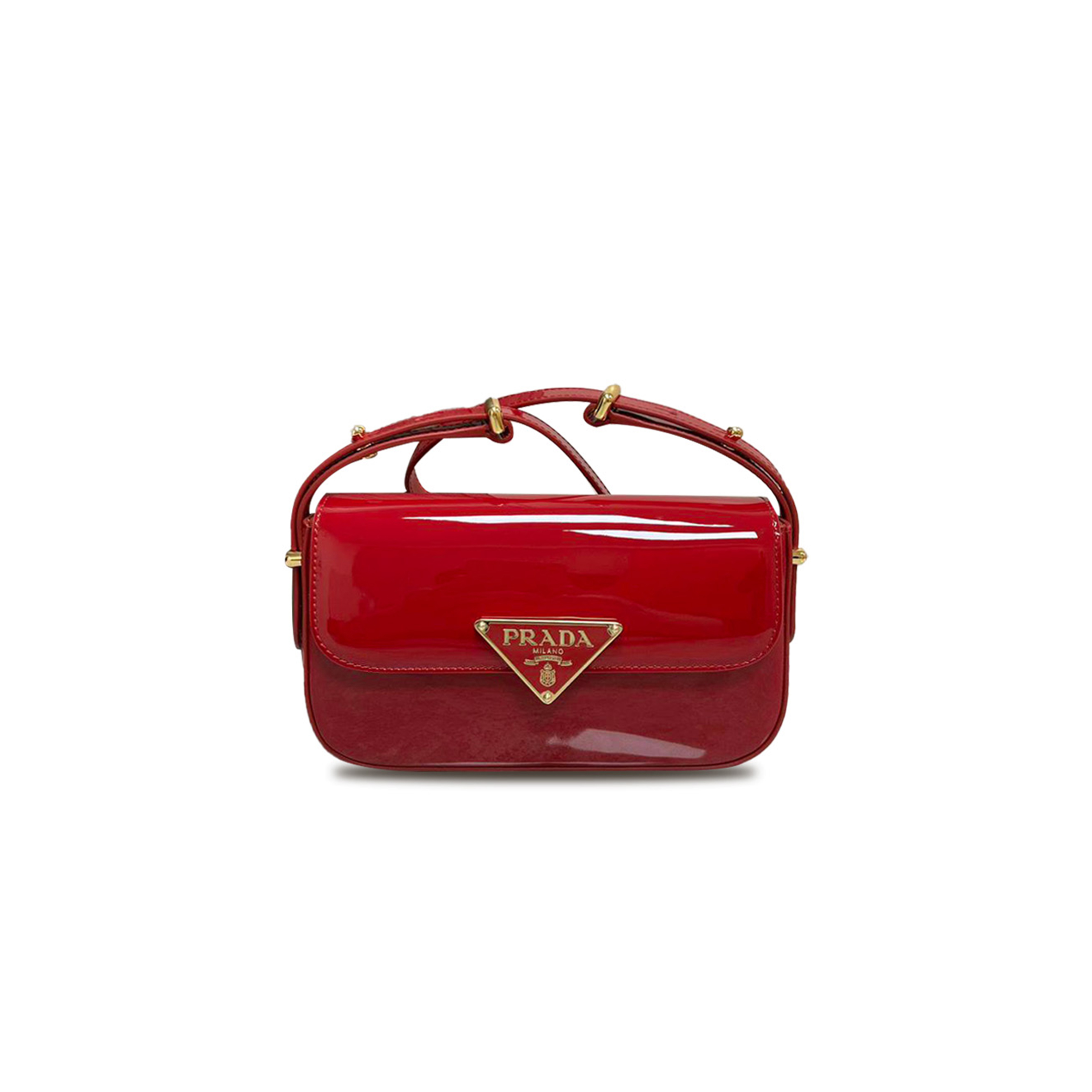 PRADA PATENT LEATHER SHOULDER BAG 1BD339 (20.5*10.5*4cm)